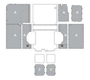 BEKLEDINGSSET VAN HONINGRAAT-POLYPROPYLEEN MET SCHUIFDEUR RECHTS - AFM. MM H=4 - KLEUR: GRIJS