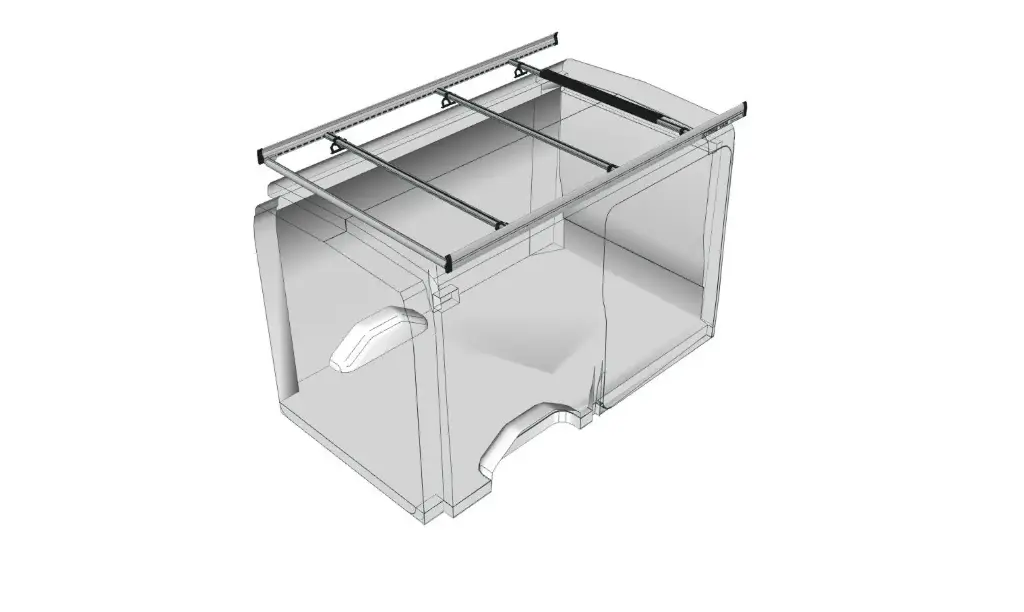Storevan alu-dakdrager voorzien van rol en windspoiler - Ford Transit
